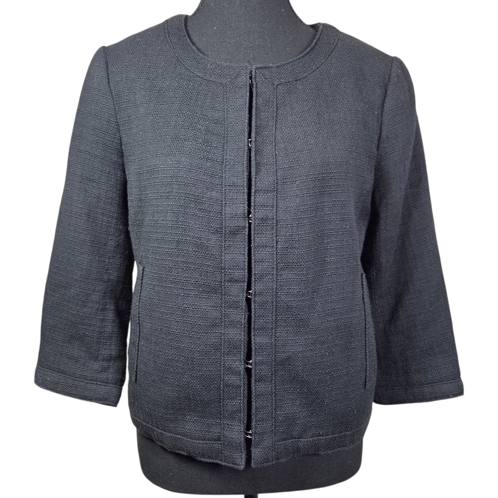 Banana Republic Black Textured 3/4 Sleeve Blazer Size 10